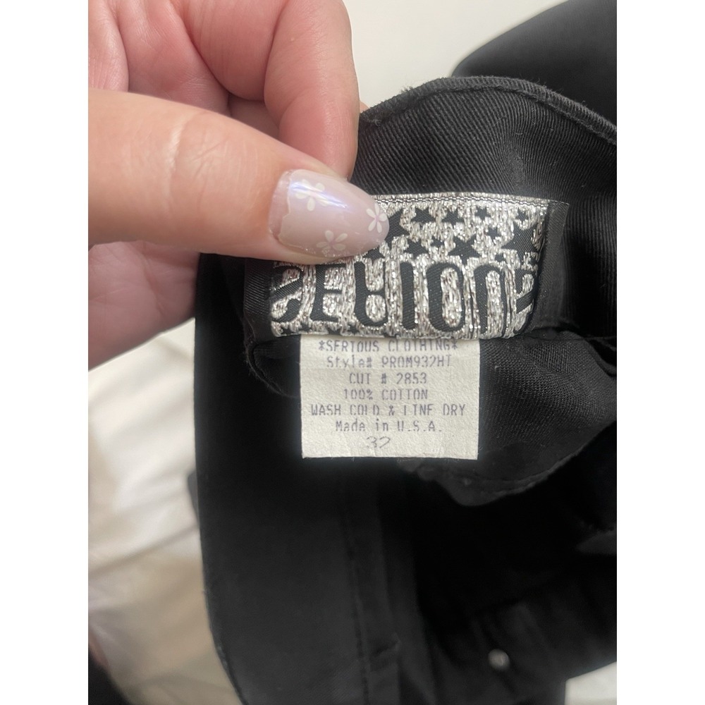 Vintage Serious Clothing Bondage Pants Mens 32 Black Goth Punk Y2K D-Ring Zip - Picture 10 of 11
